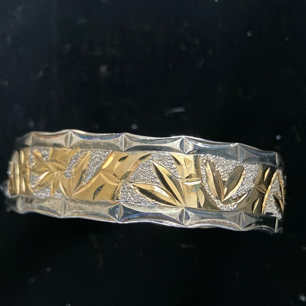 Vintage Sterling Silver 925 Hawaiian Bamboo Bangle Bracelet